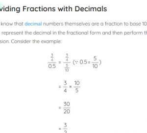 Division des nombres par une fraction décimale