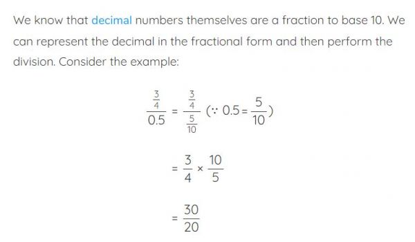Division des nombres par une fraction décimale